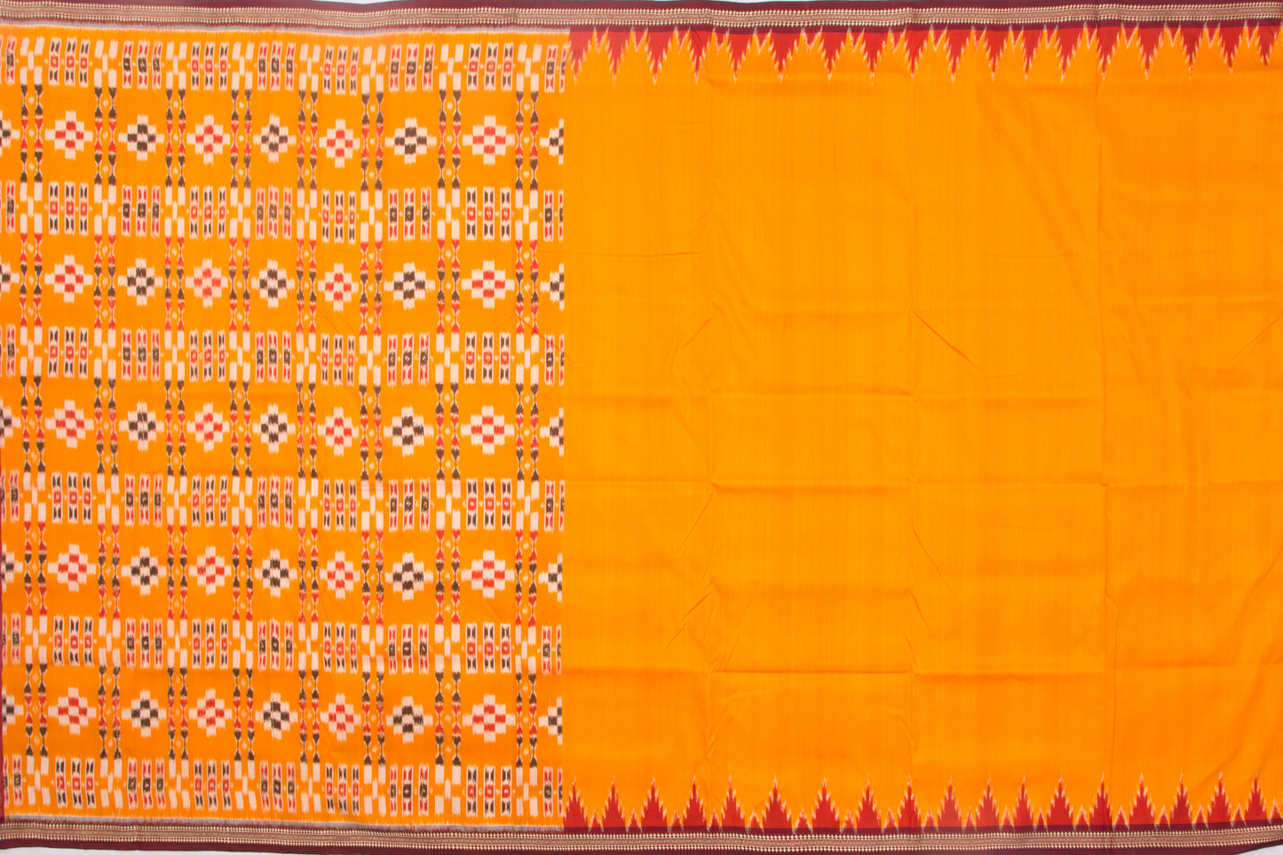 Sambalpuri Silk Ikat Mustard Yellow Saree