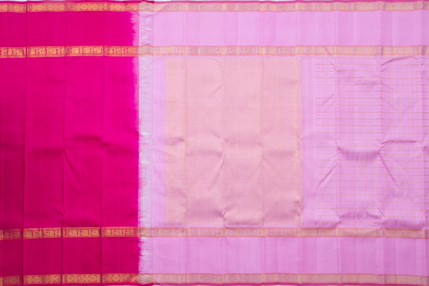 Kanchipuram Silk Checks Lilac Saree