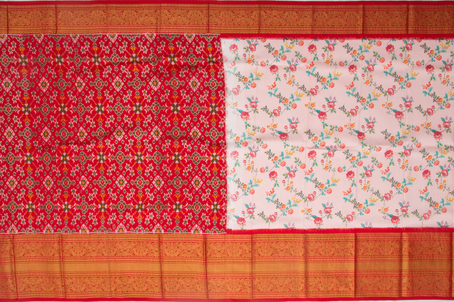 Kanchipuram Silk Floral Printed Pastel Pink Saree
