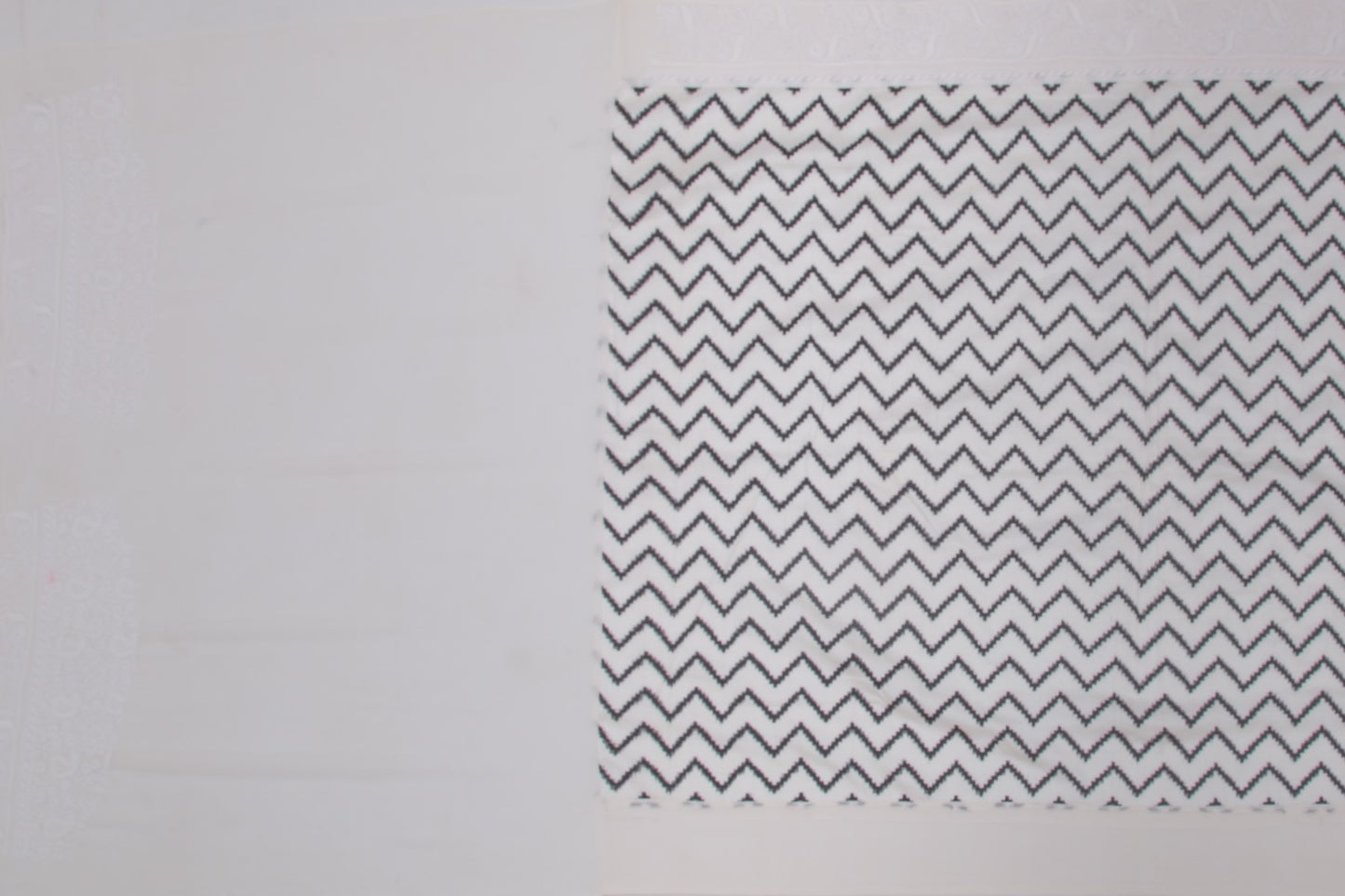 Pochampally Silk Ikat White Saree with Chikankari Border