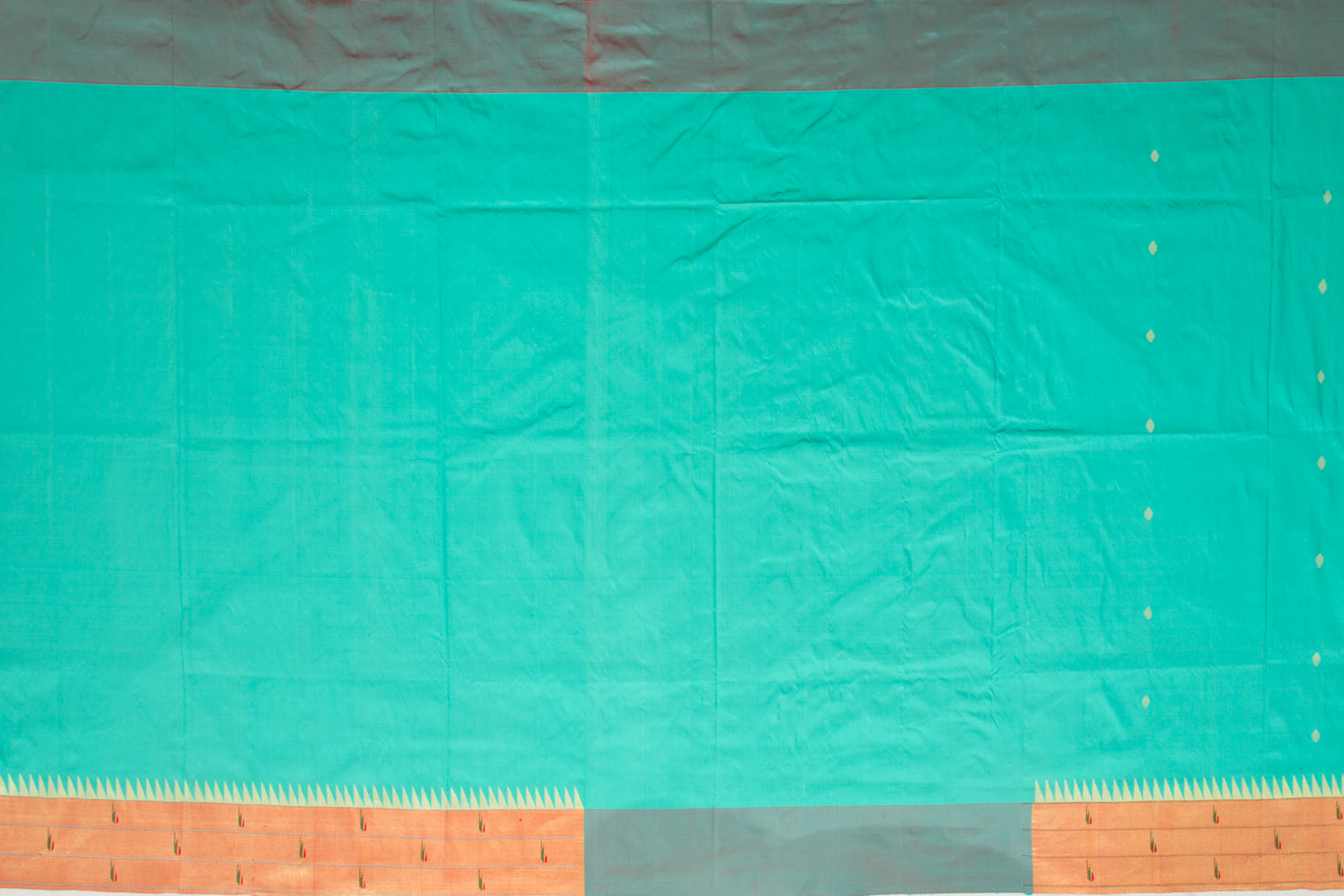 Paithani Silk Butta Pastel Sea Green Saree With Triple Muniya Border