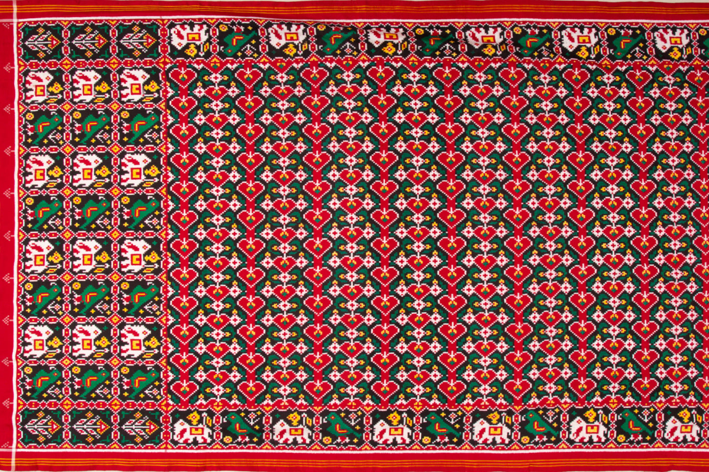 Patan Patola Silk Double Ikat Paan Bhat Black Saree