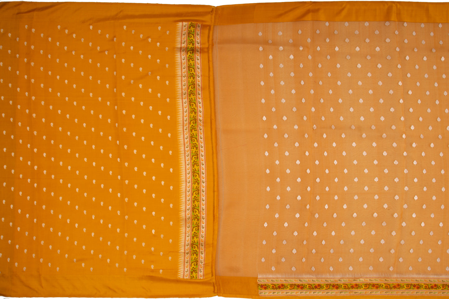 Banarasi Kora Organza Kadwa Butta Mustard Yellow Saree