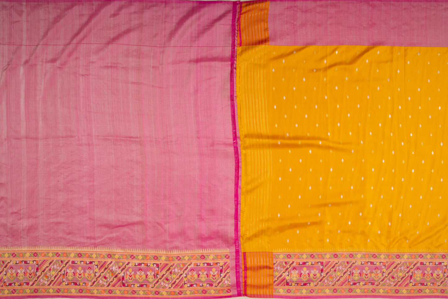 Banarasi Silk Kadwa Butta Yellow Saree