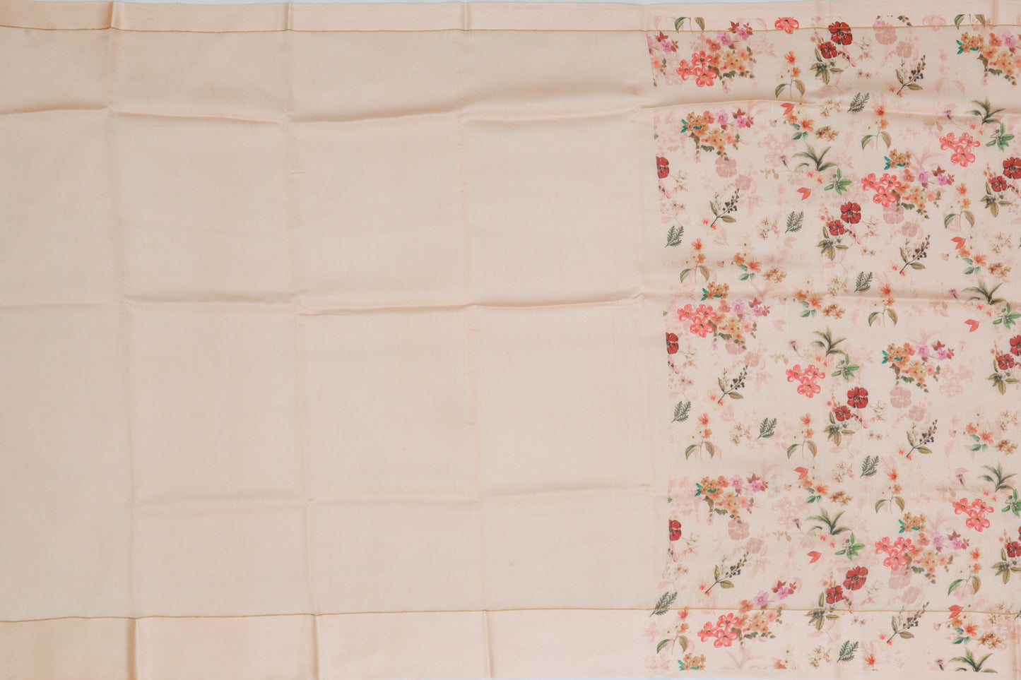 Chiniya Silk Floral Printed Pastel Peach Saree