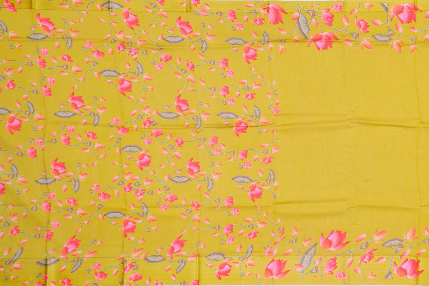 Chiniya Silk Plain Mustard Yellow Saree