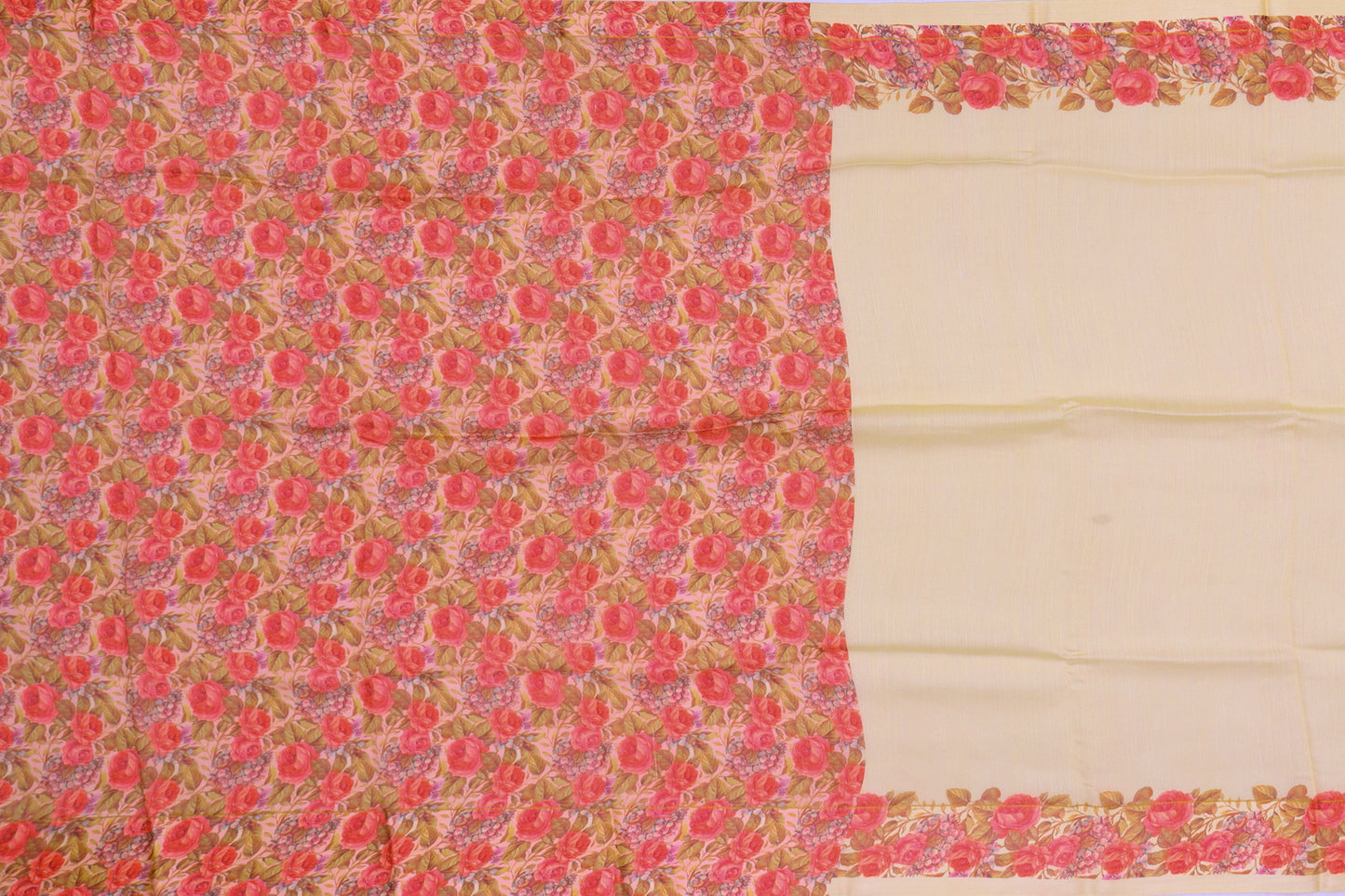 Chiniya Silk Plain Cream Saree