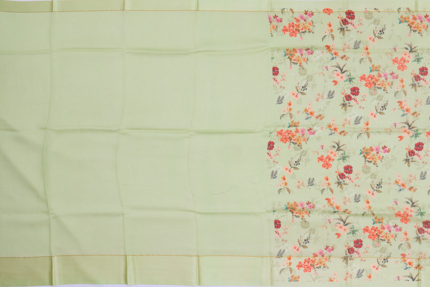 Chiniya Silk Floral Printed Pastel Green Saree