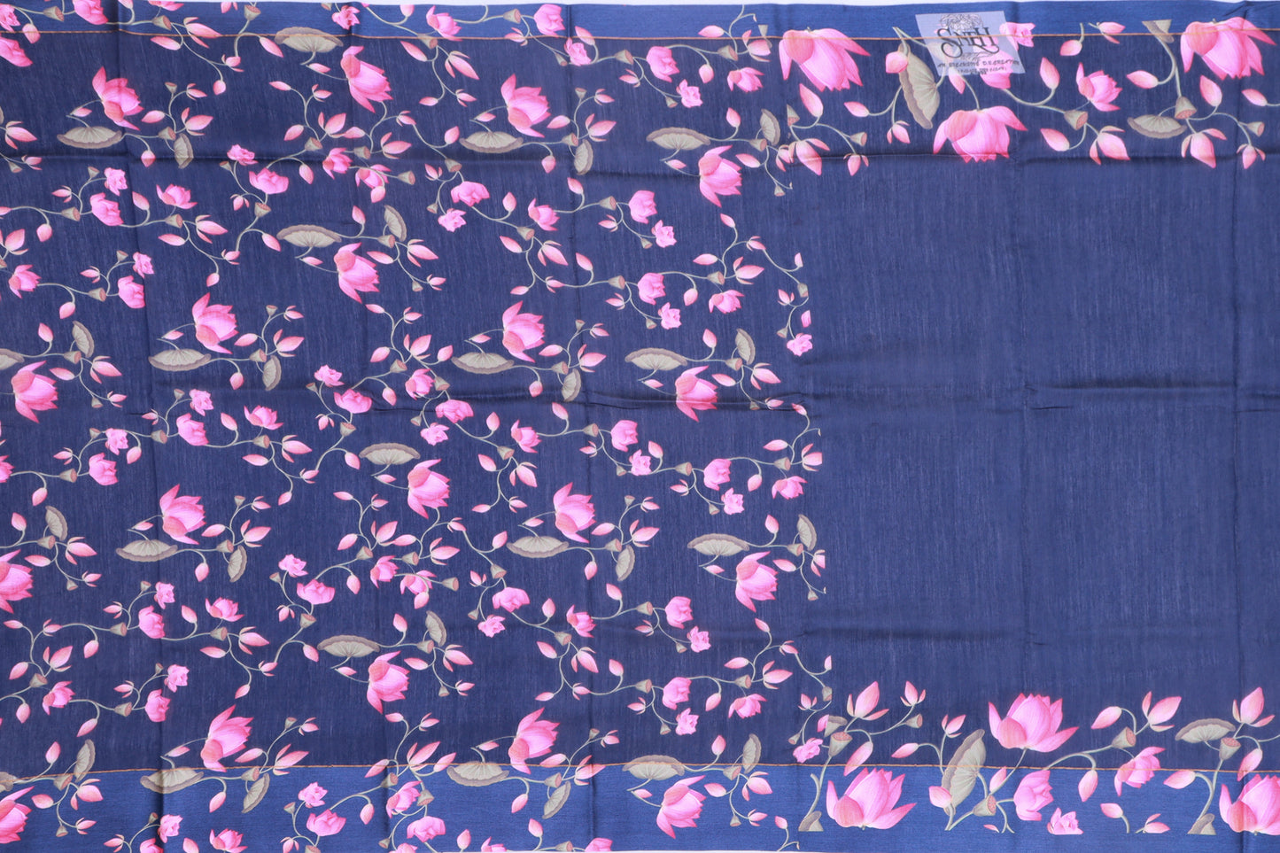 Chiniya Silk Plain Royal Blue Saree