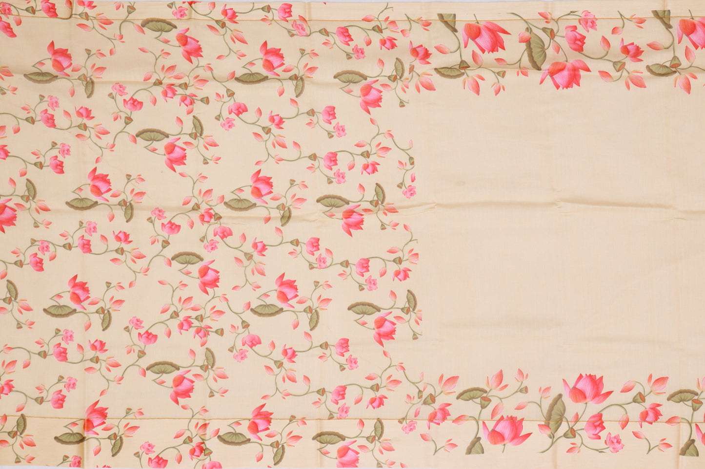 Chiniya Silk Plain Cream Saree