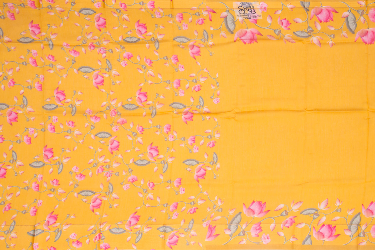 Chiniya Silk Plain Yellow Saree