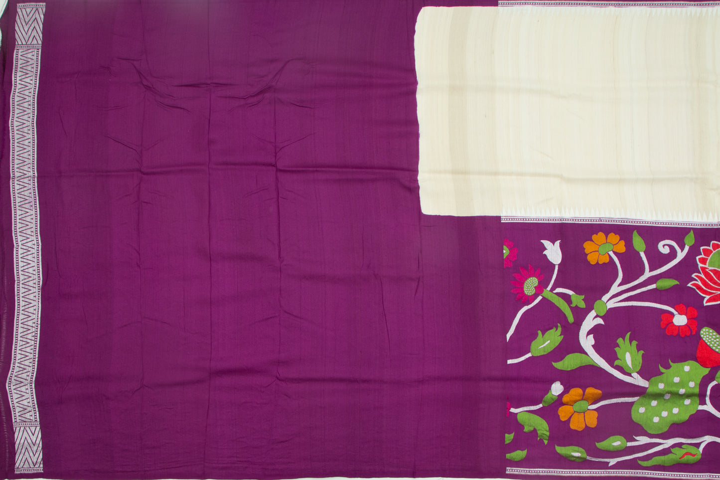 Tussar Big Border Cream Saree