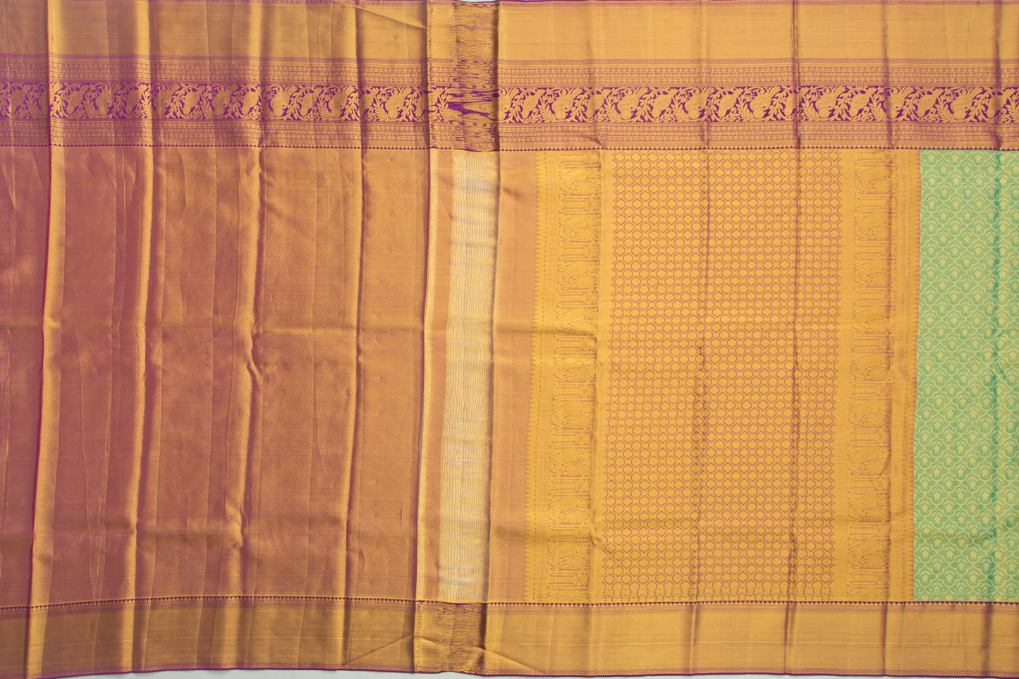 Taranga Kanchi Silk Tissue Brocade Green Saree