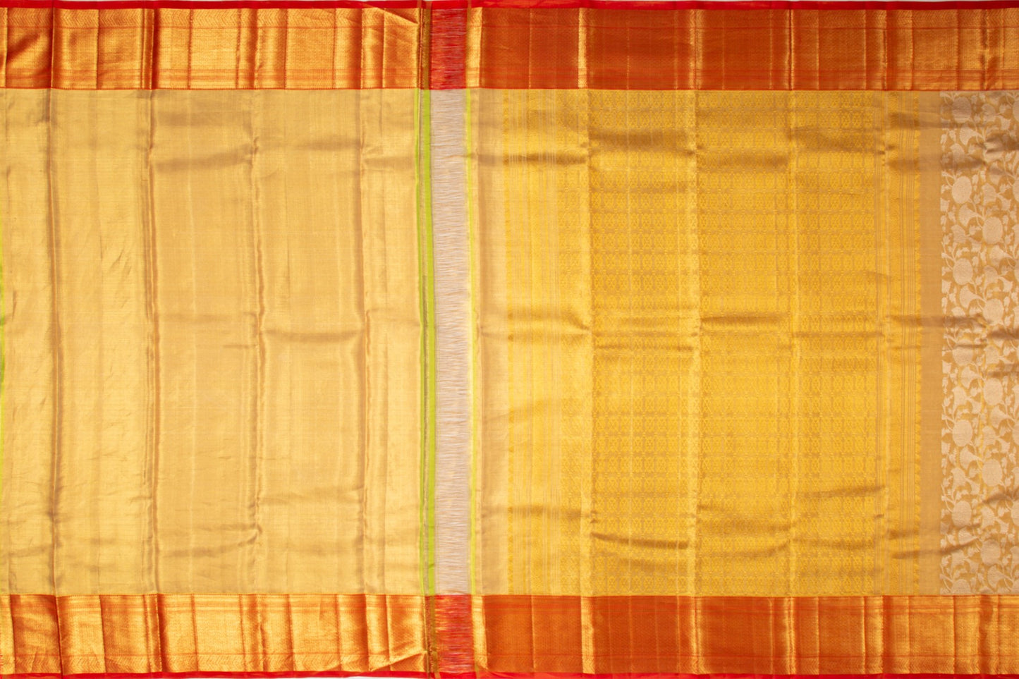 Kanchipuram Silk Tissue Jaal Gold Saree