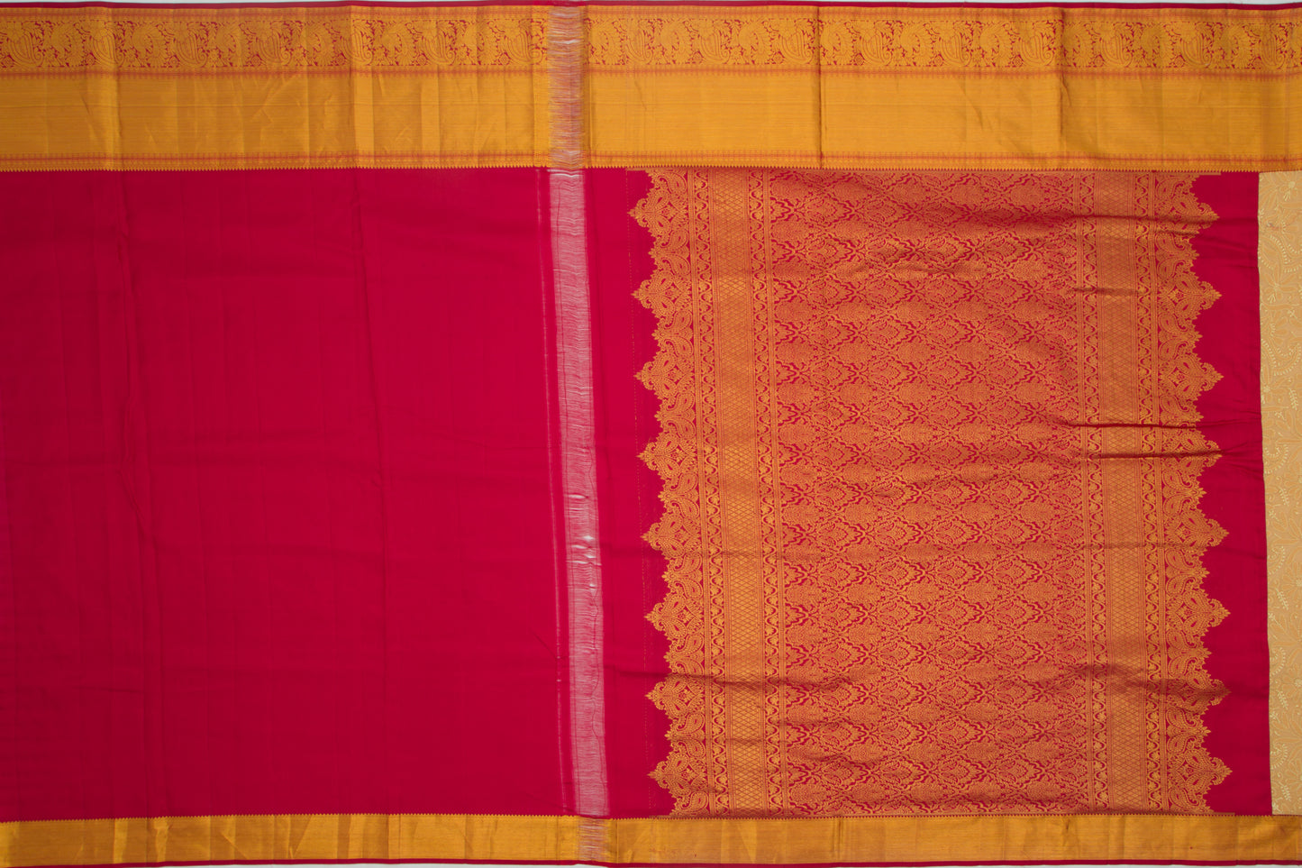 Lucknow Chikankari Georgette Yellow Saree With Kanchi Border