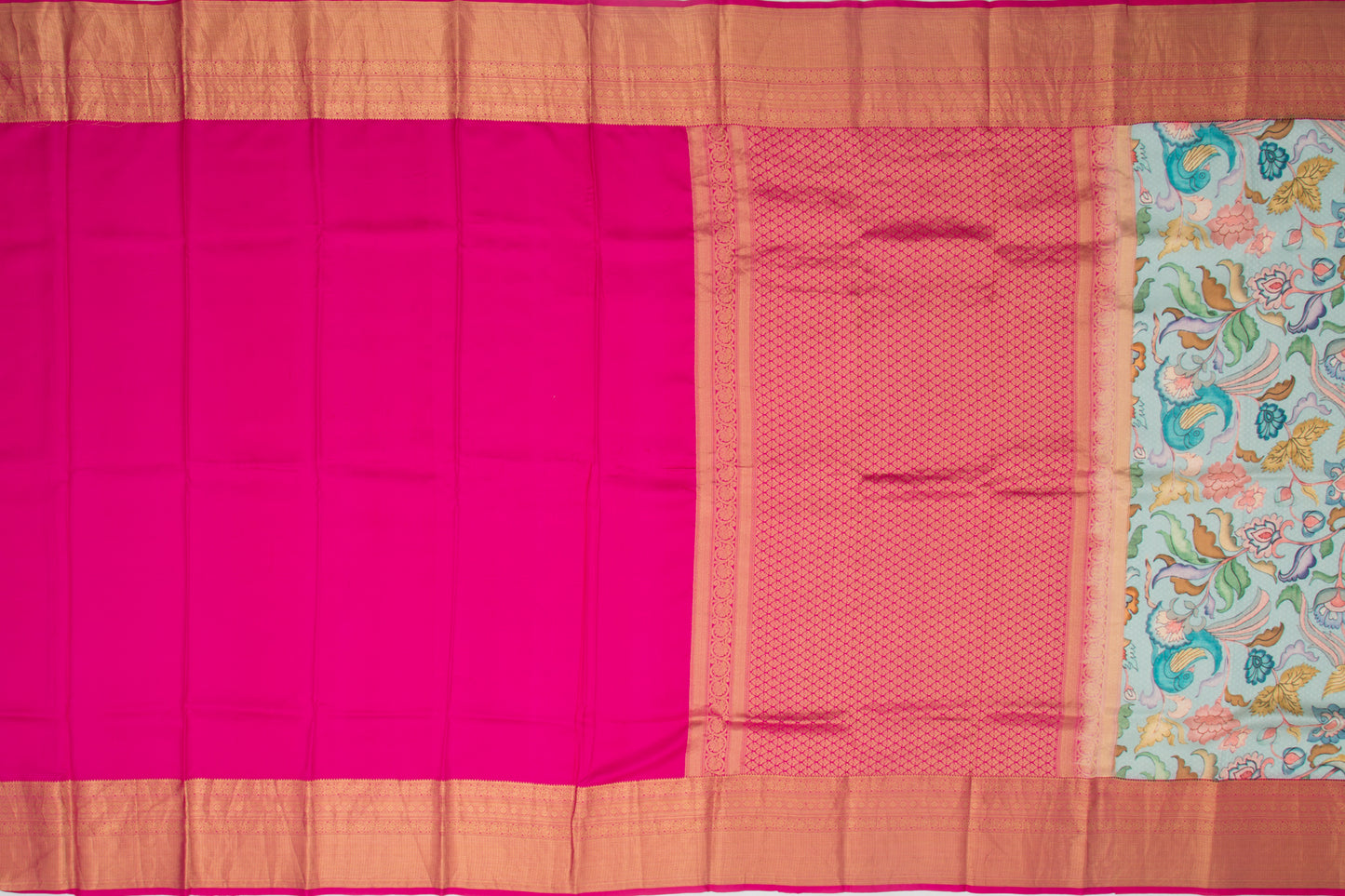 Kanchipuram Silk Jacquard And Printed Sky Blue Saree