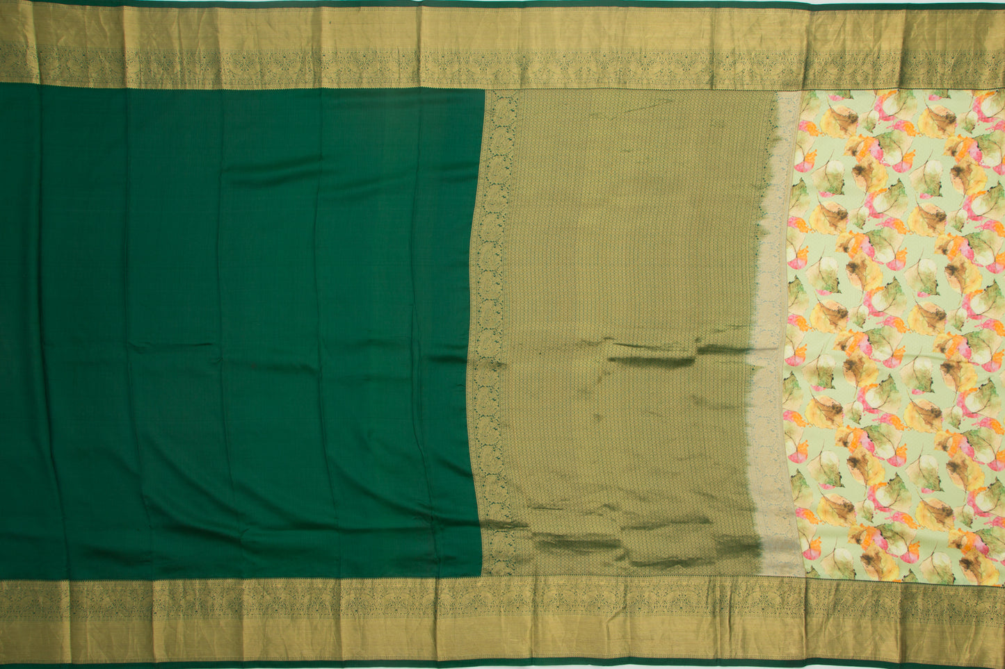 Kanchipuram Silk Jacquard And Printed Pastel Green Saree