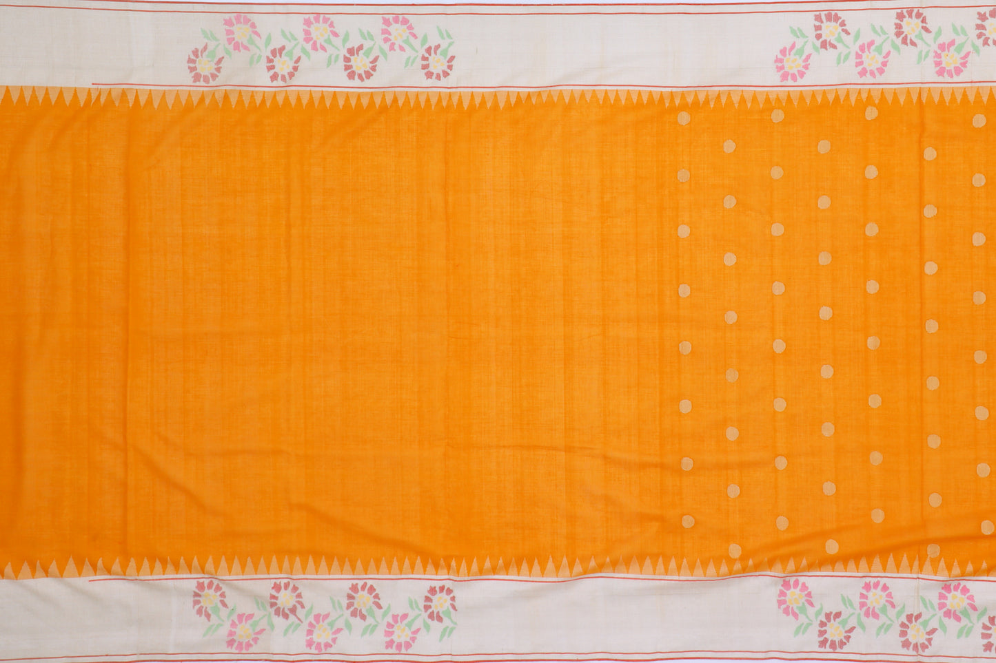Ponduru Handspun Cotton Jamdani Butta Orange Saree