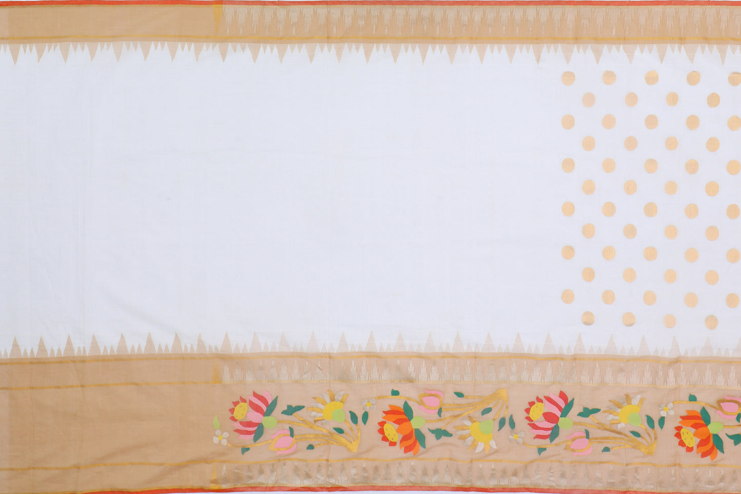 Ponduru Handspun Cotton Jamdani Butta White Saree