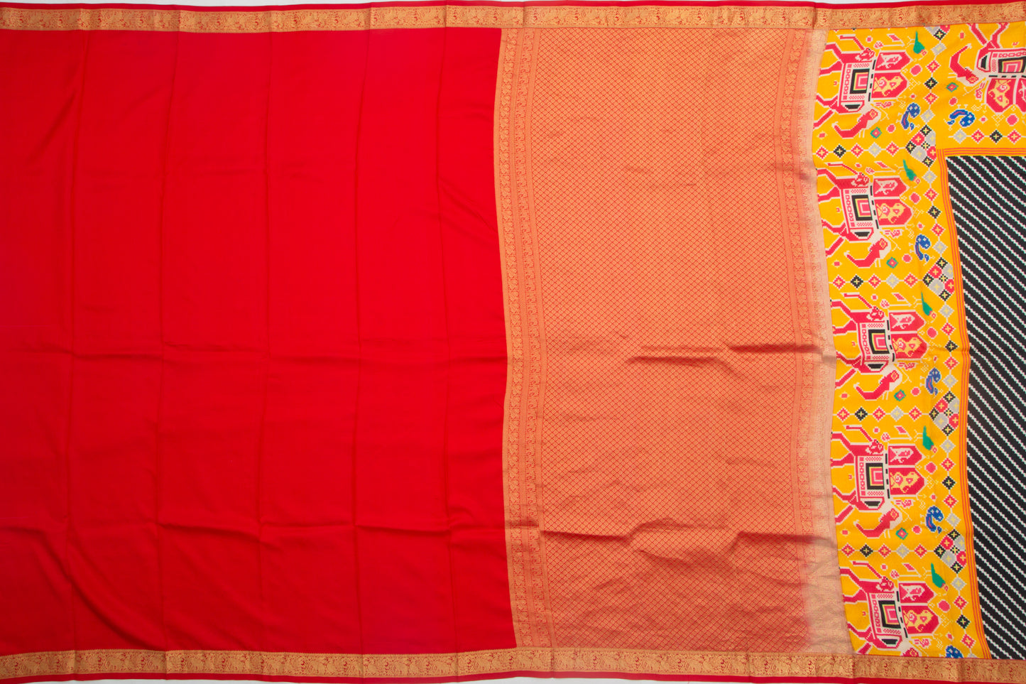 Kanchipuram Silk Jacquard And Ikat Style Printed Black Saree