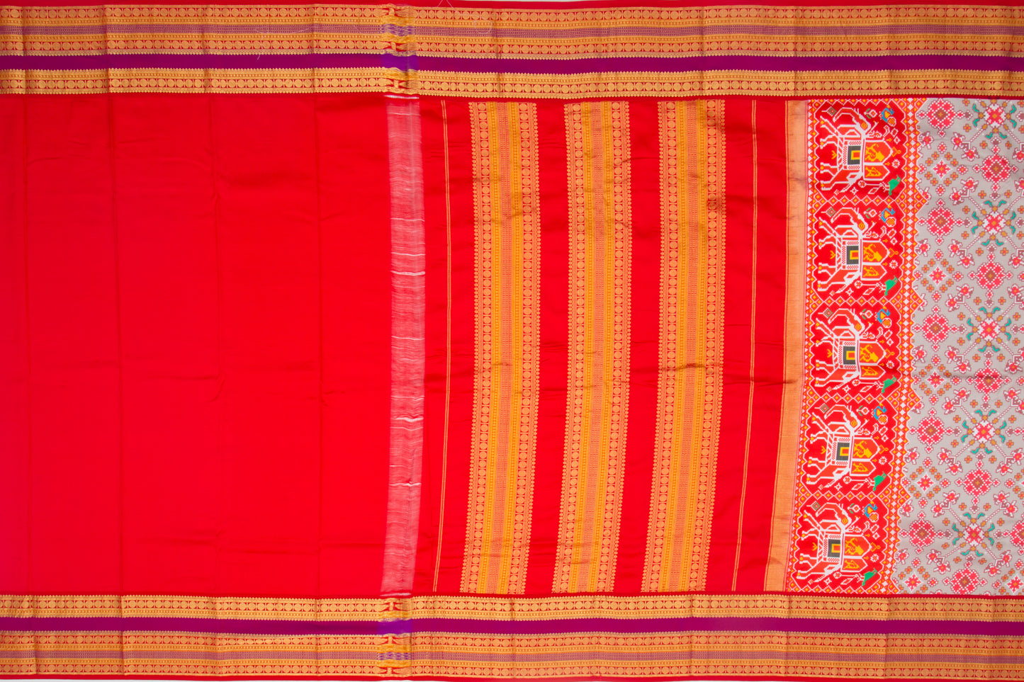 Kanchipuram Silk Ikat Style Printed Grey Saree