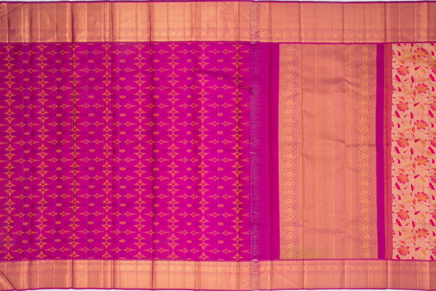 Kanchipuram Silk Tissue Jaal Brown Saree