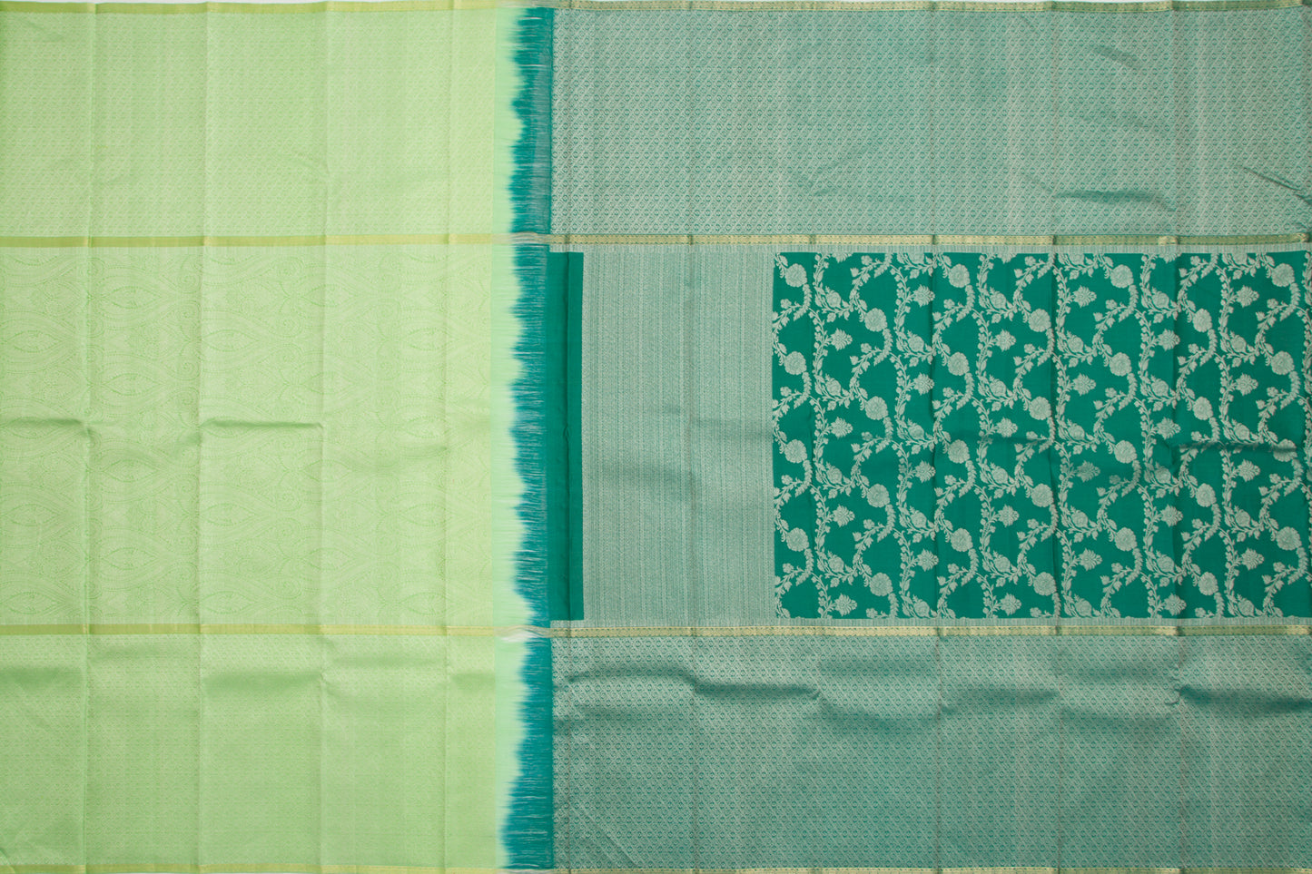 Kanchipuram Silk Jaal Dark Green Saree