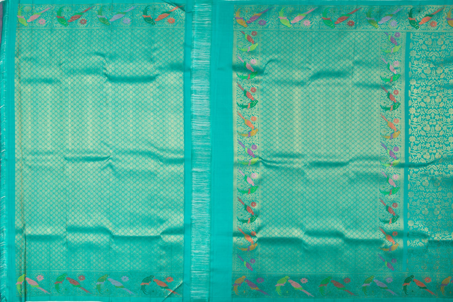 Kanchipuram Silk Tissue Jaal Sky Blue Saree