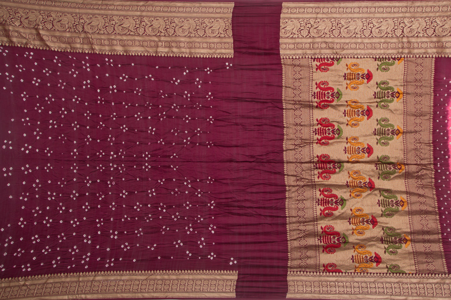 Chiniya Silk Bandhani Pink Saree