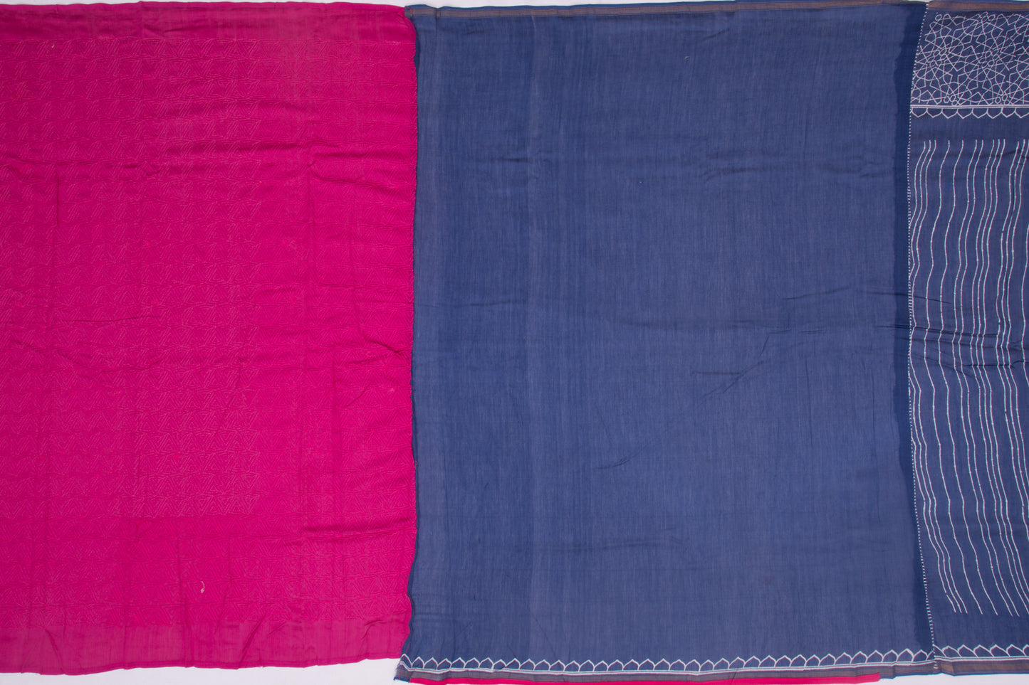 Maheshwari Cotton Vertical Lines Blue Saree