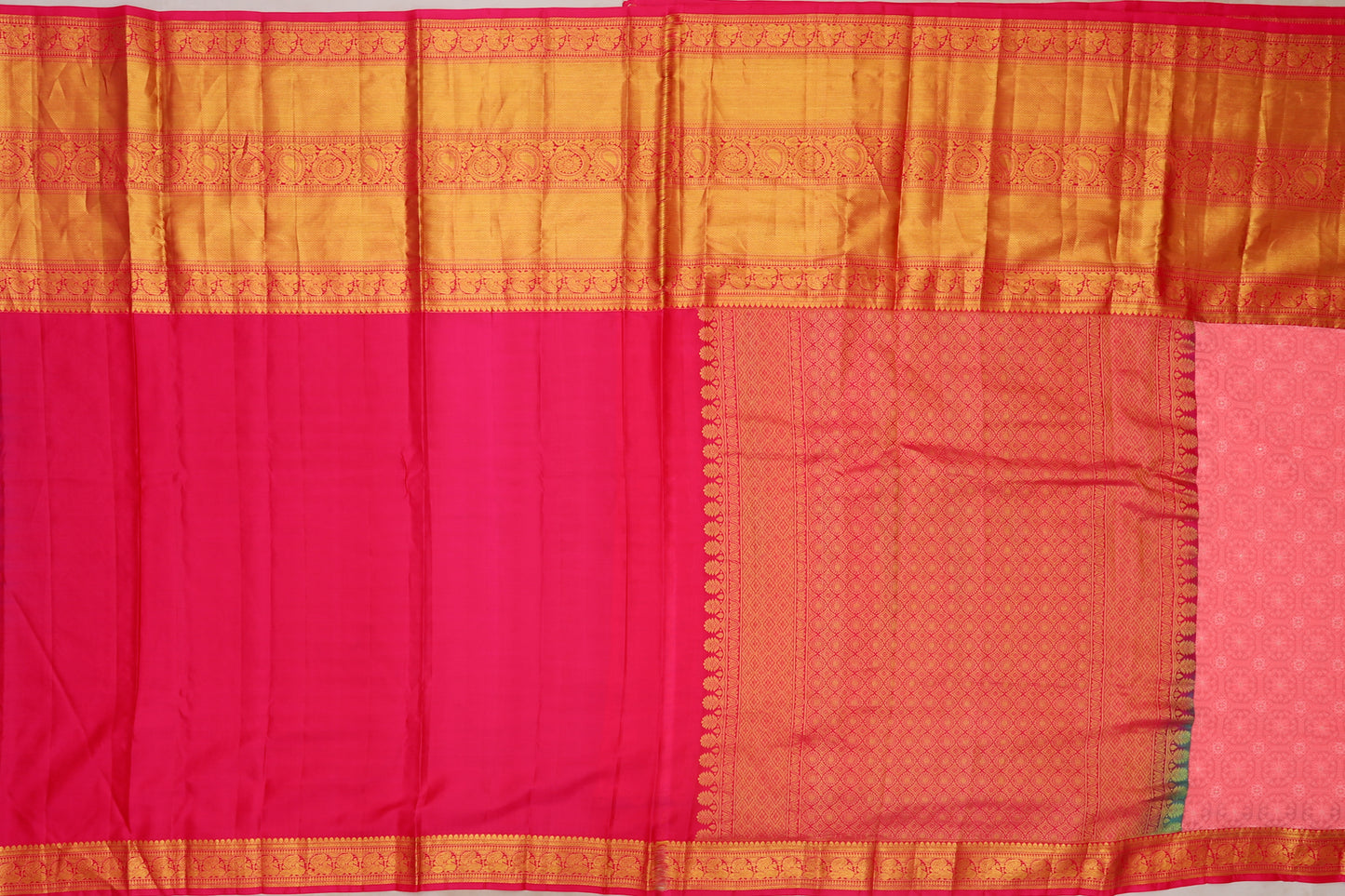 Lucknow Chikankari Georgette Pink Saree With Attached Kanchi Border