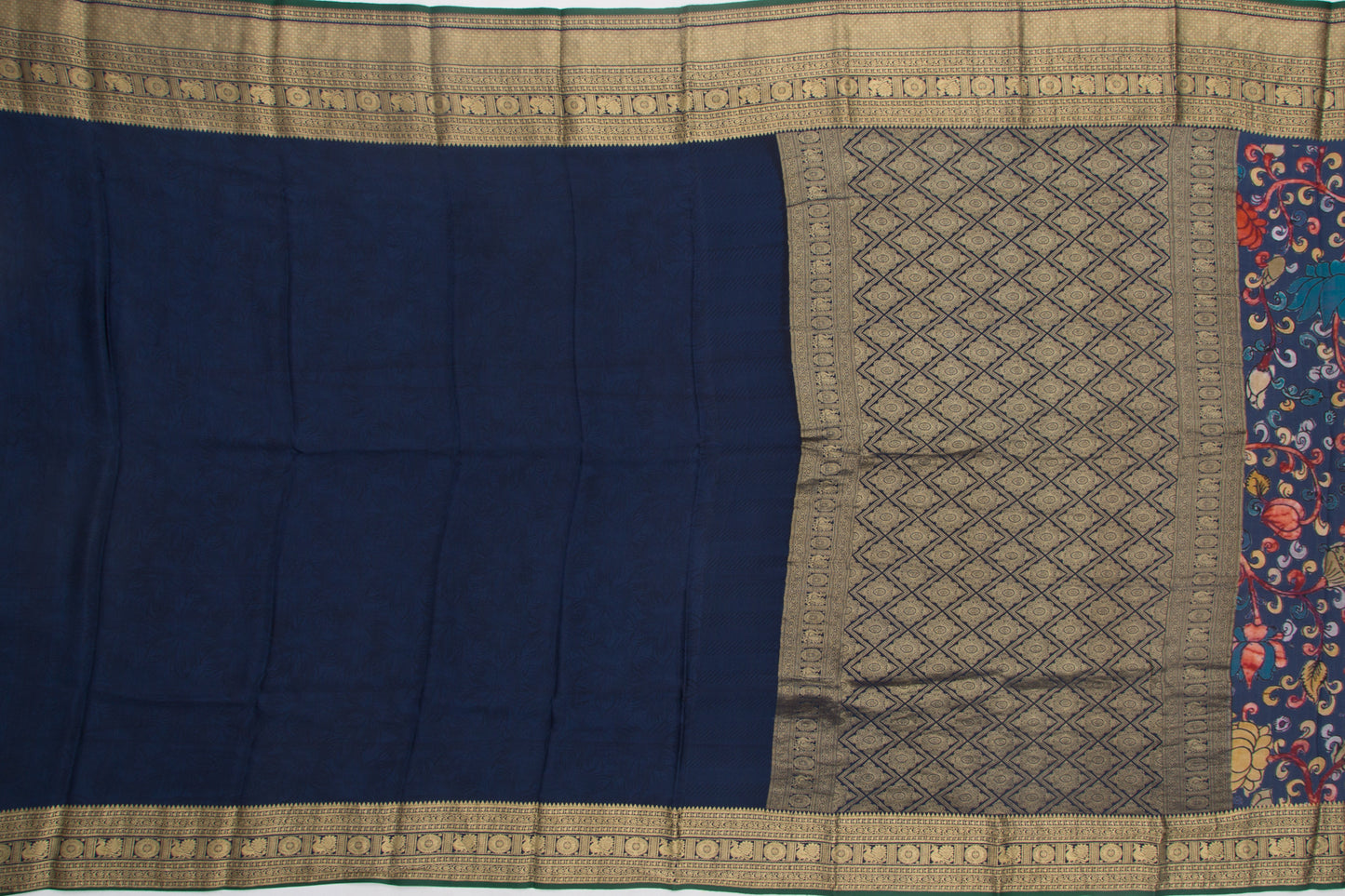 Crepe Floral Printed Blue Saree