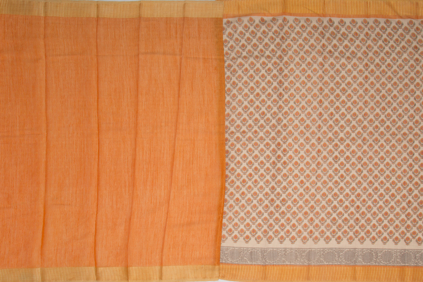 Linen Tissue Floral Printed Biege Saree