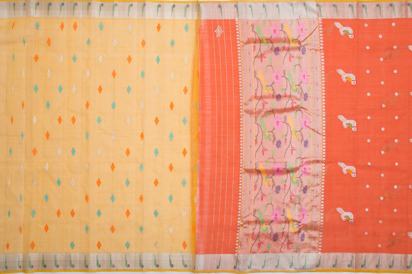 Kota Silk Butta Orange Saree