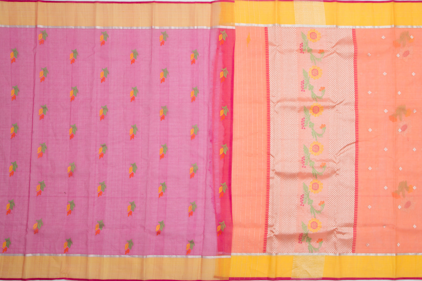 Kota Silk Butta Pastel Orange Saree