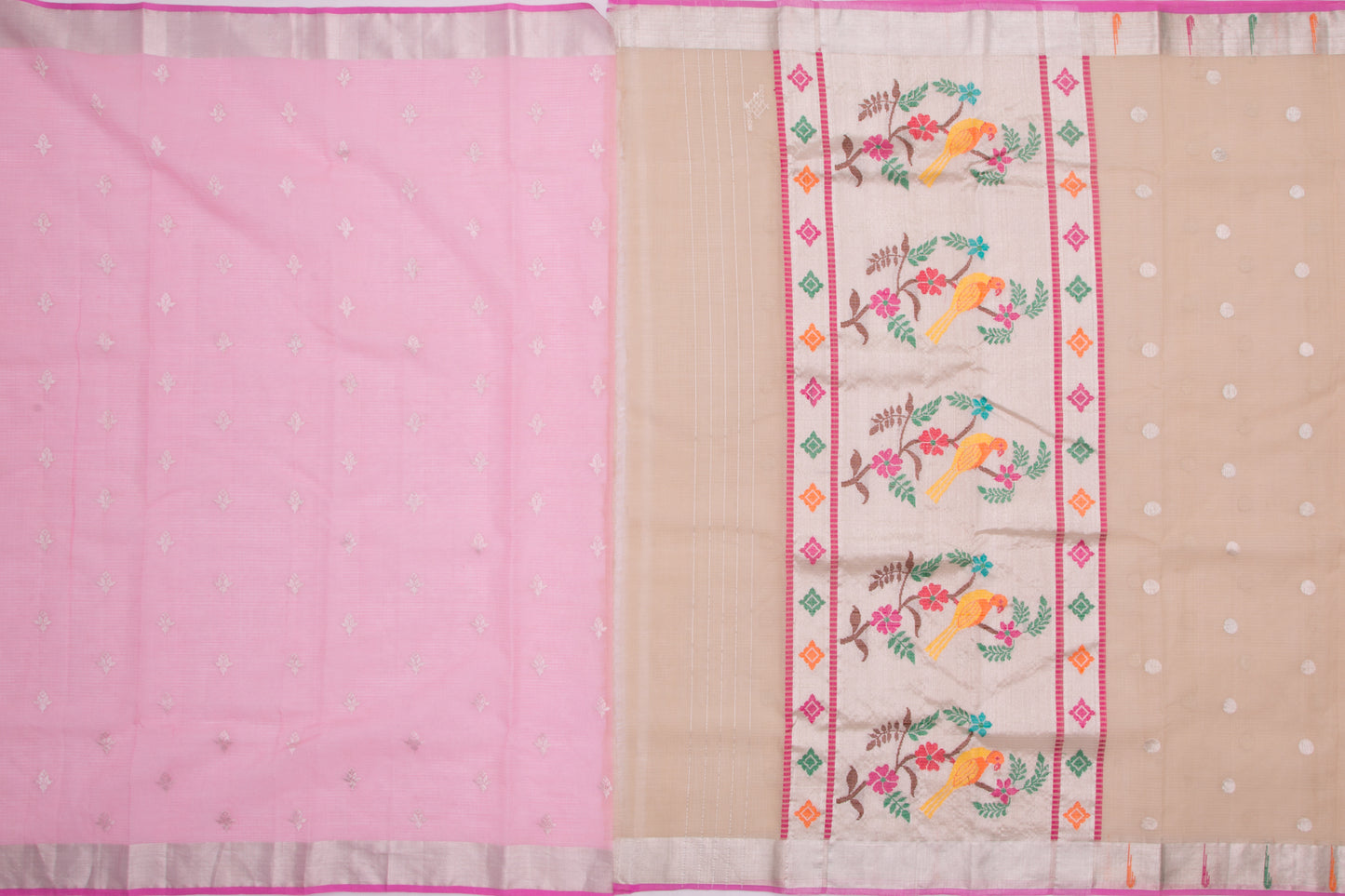 Kota Silk Butta Cream Saree