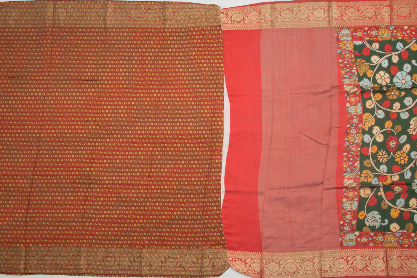 Chiniya Silk Floral Printed Green Saree