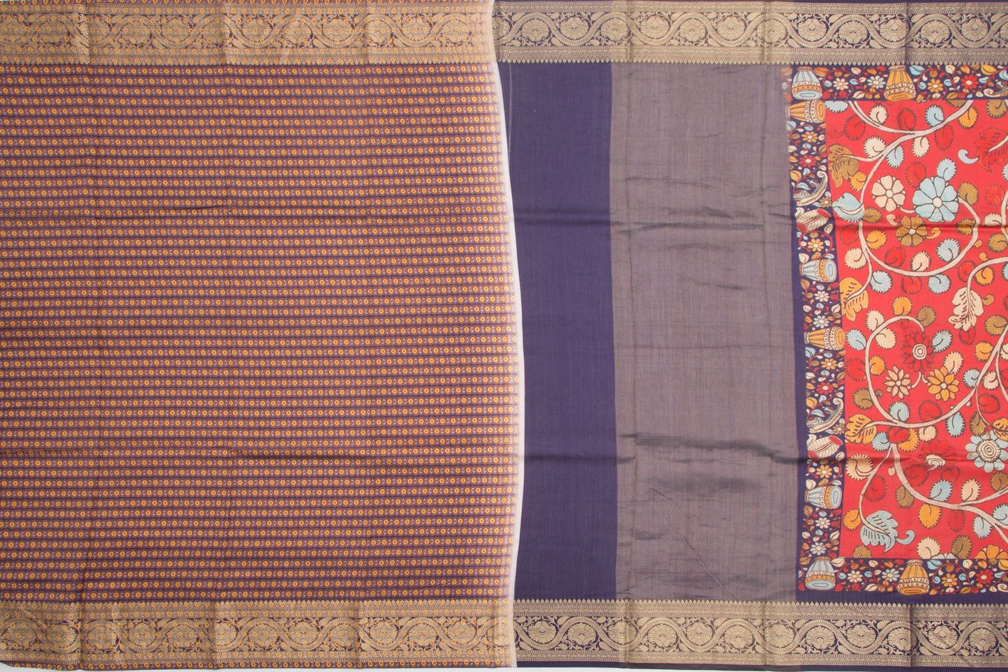 Chiniya Silk Floral Printed Red Saree