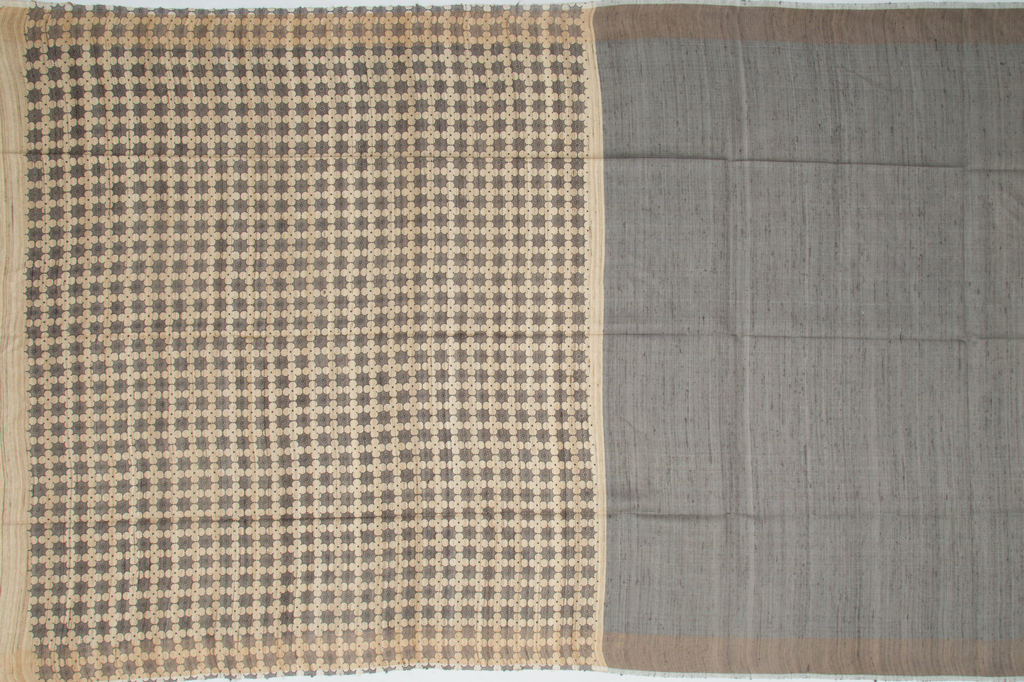 Tussar Tissue Plain Grey Saree