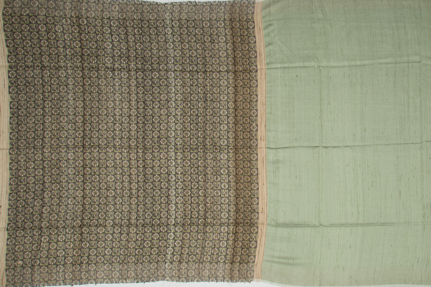 Tussar Tissue Plain Pista Green Saree