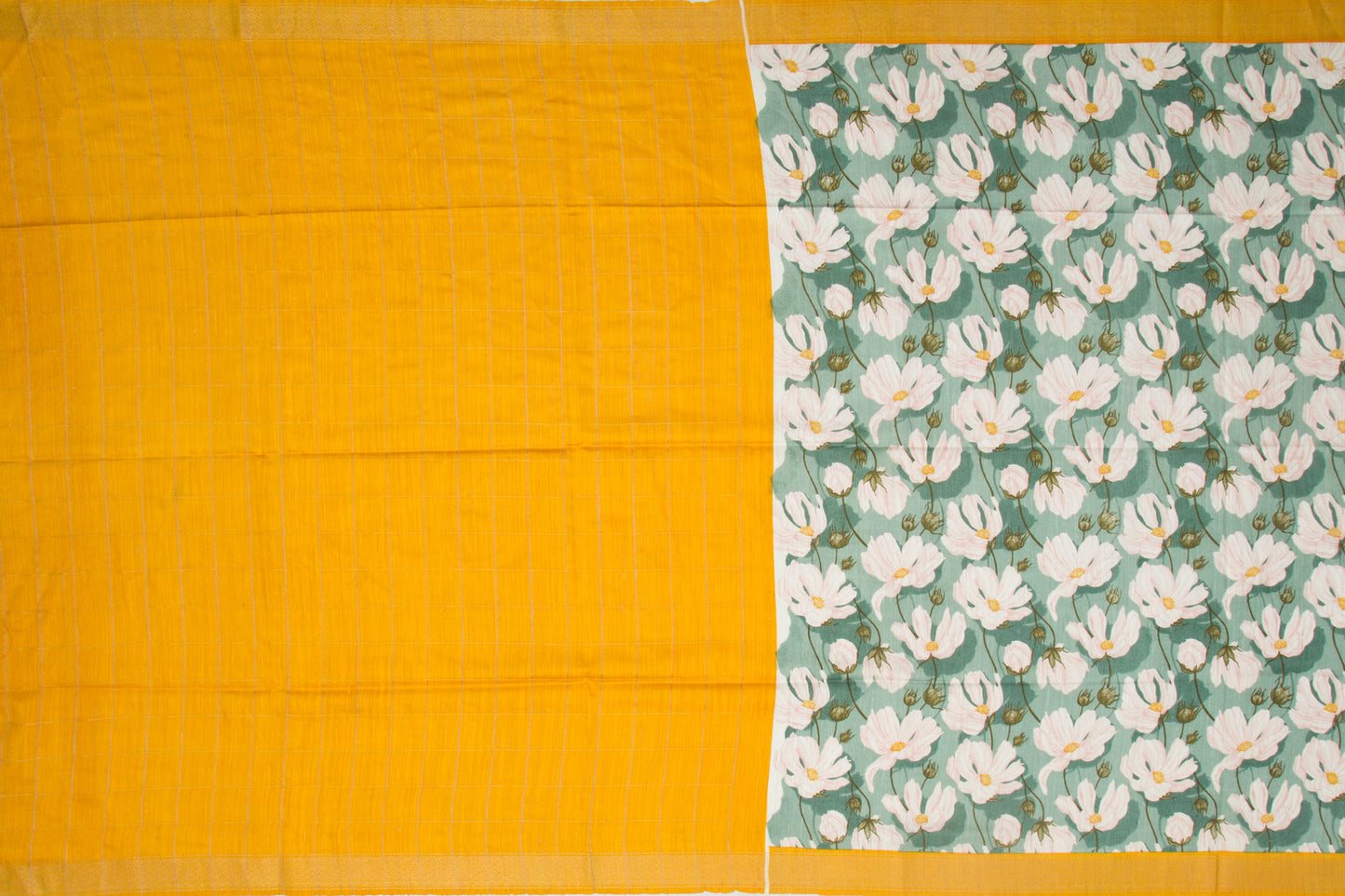 Tussar Floral Printed Green Saree