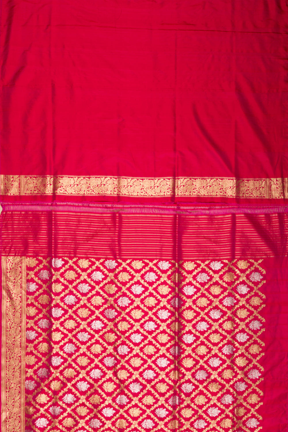 Banarasi Silk Kadwa Jaal And Butta Red Saree