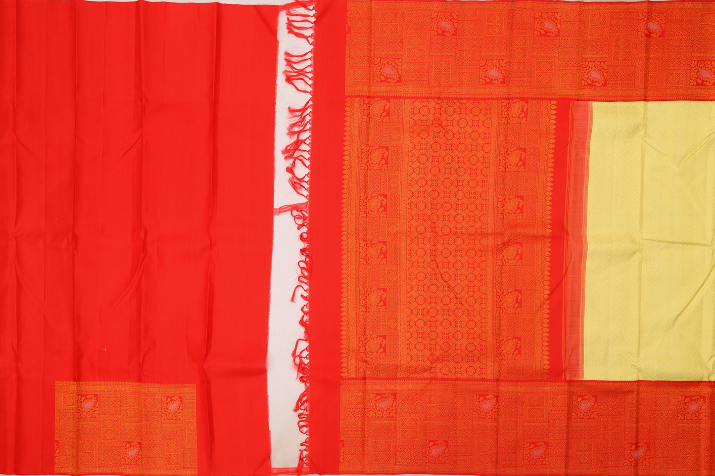 Kanchipuram Silk Brocade Pale Yellow Saree