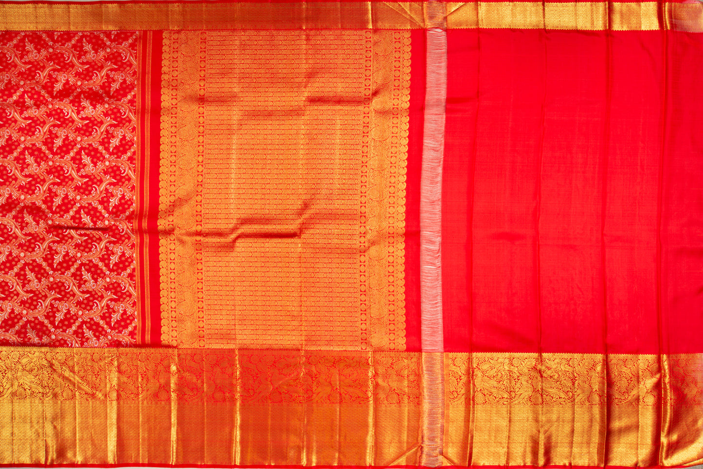 Kanchipuram Silk Jaal Red Saree