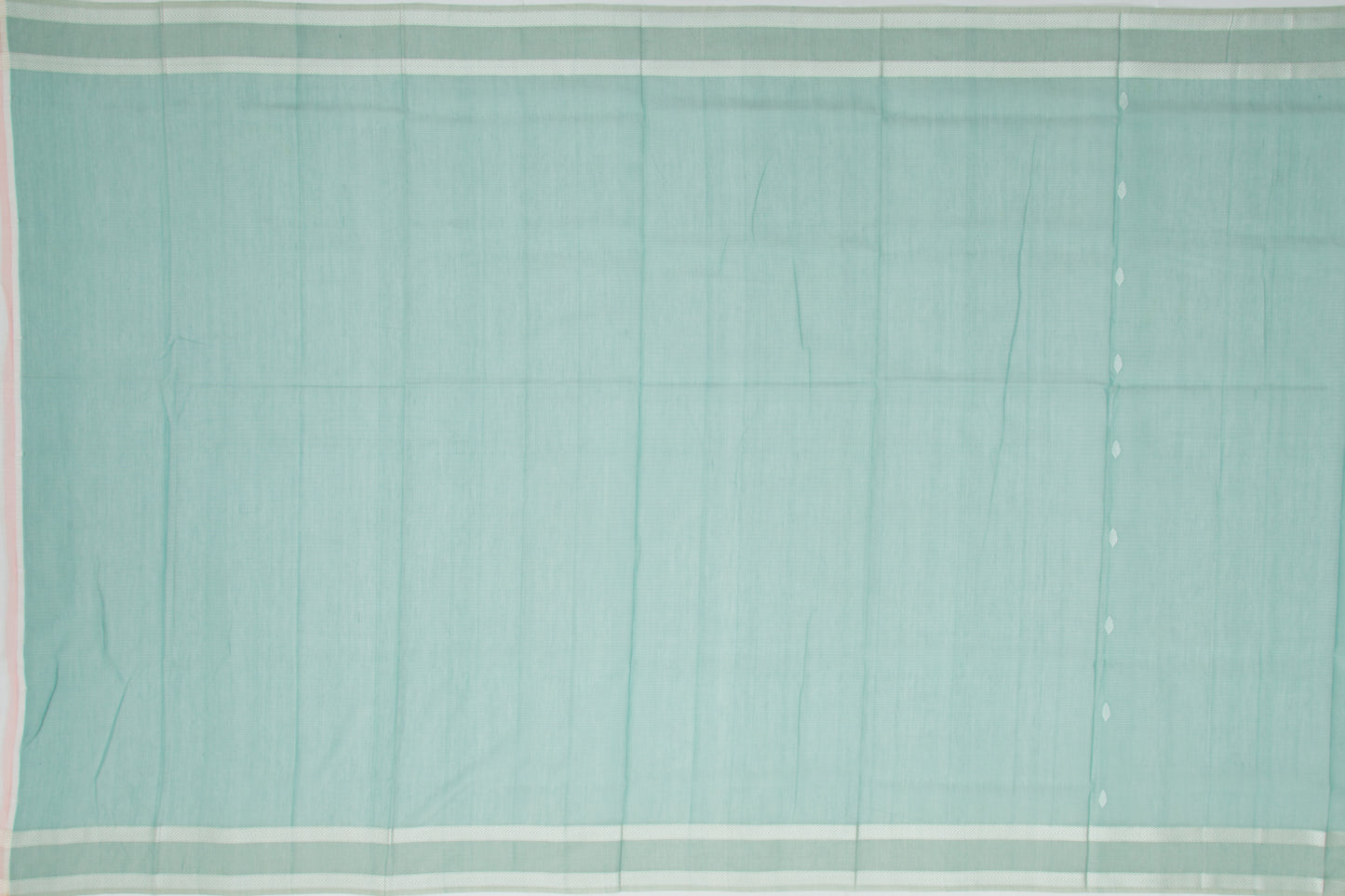 Maheshwari Cotton Horizontal Lines And Butta Sea Green Saree