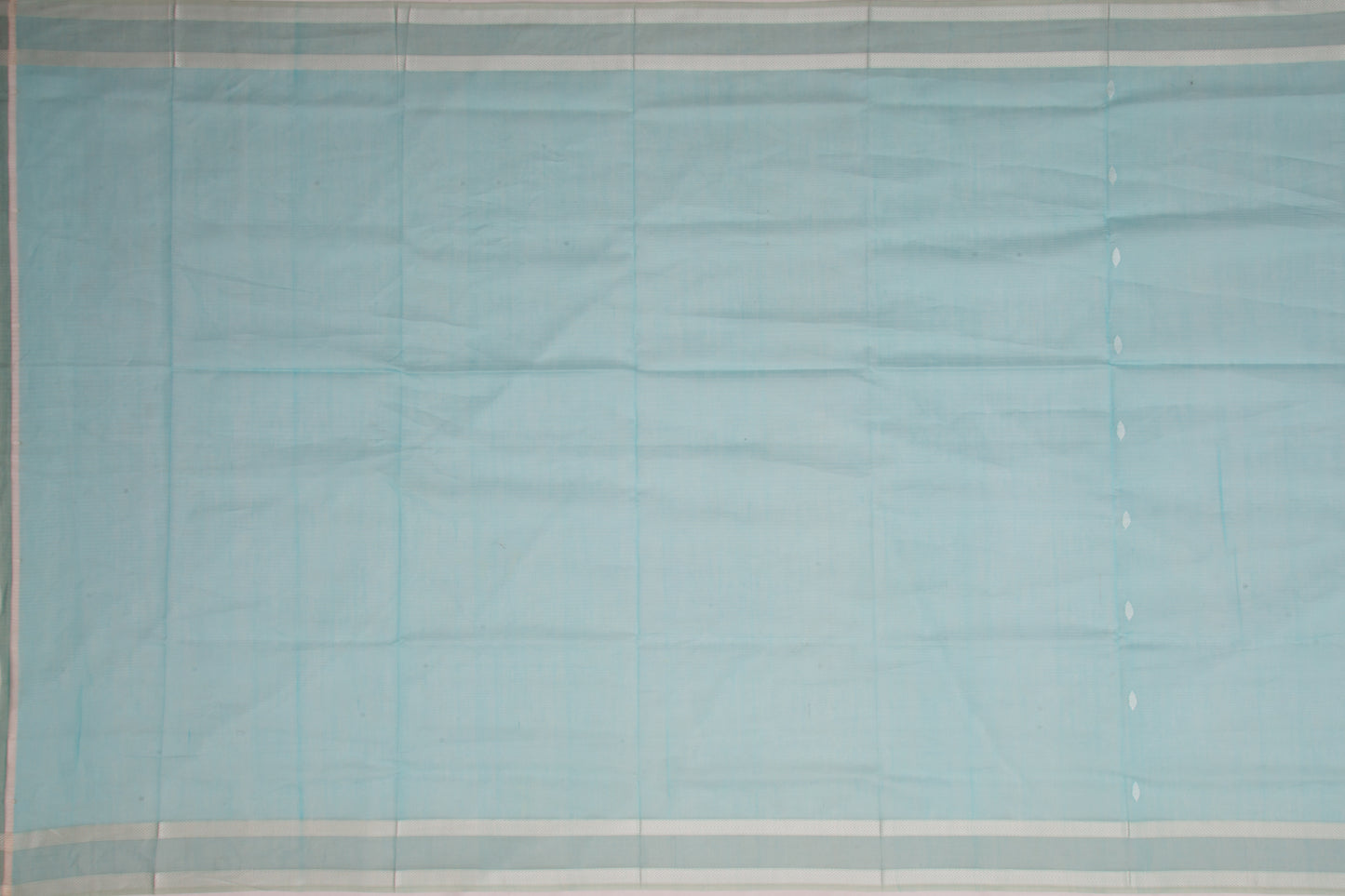 Maheshwari Cotton Horizontal Lines And Butta Sky Blue Saree