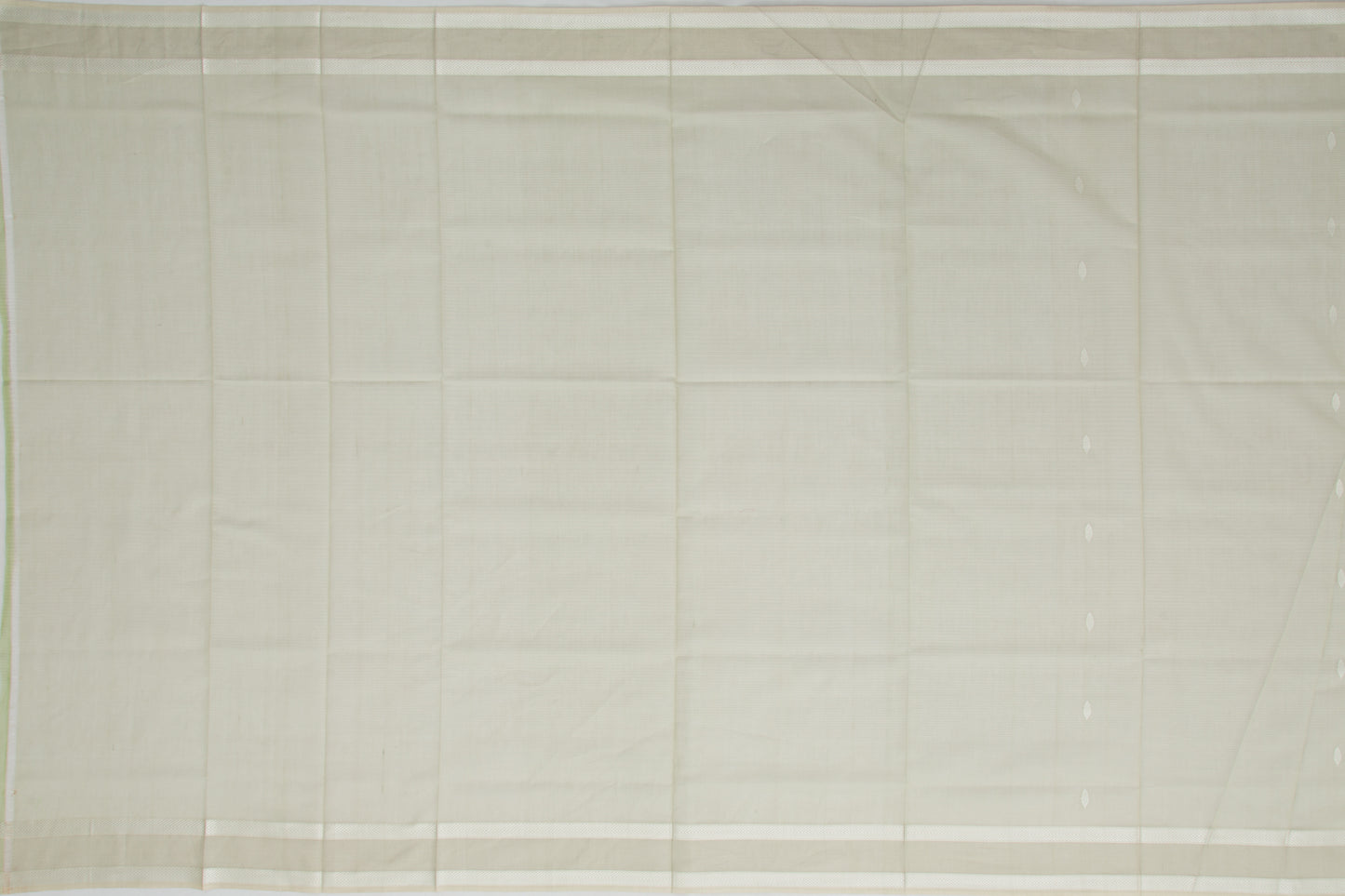 Maheshwari Cotton Horizontal Lines And Butta Sage Green Saree