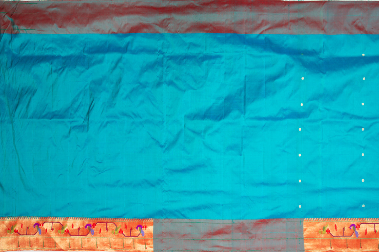 Paithani Silk Butta Blue Saree With Akruthi Border