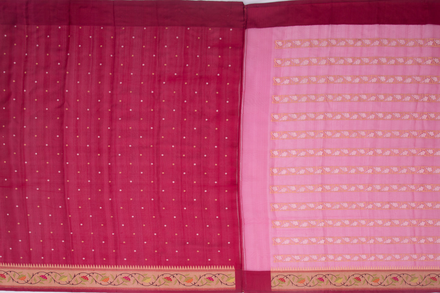 Banarasi Kora Organza Brocade Pink Saree