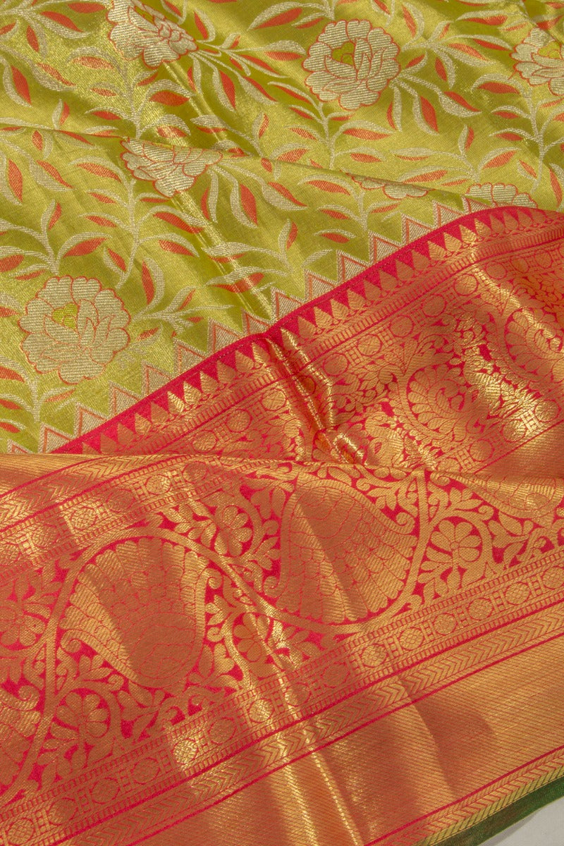 Taranga Kanchi Silk Tissue Pastel Green Saree